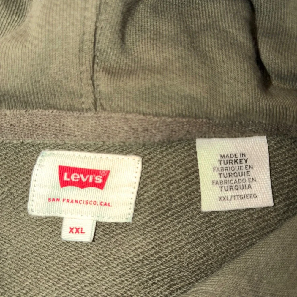 Levis Mens XXL Full‎ Zip Hoodie Olive Green Red Tab Logo Fleece Sweatshirt